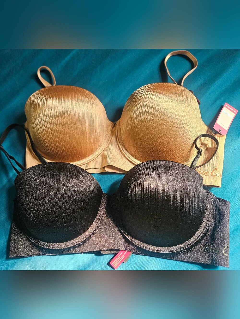 Vince Camuto Shimmer Molded T-Shirt Bras - Gold and Black